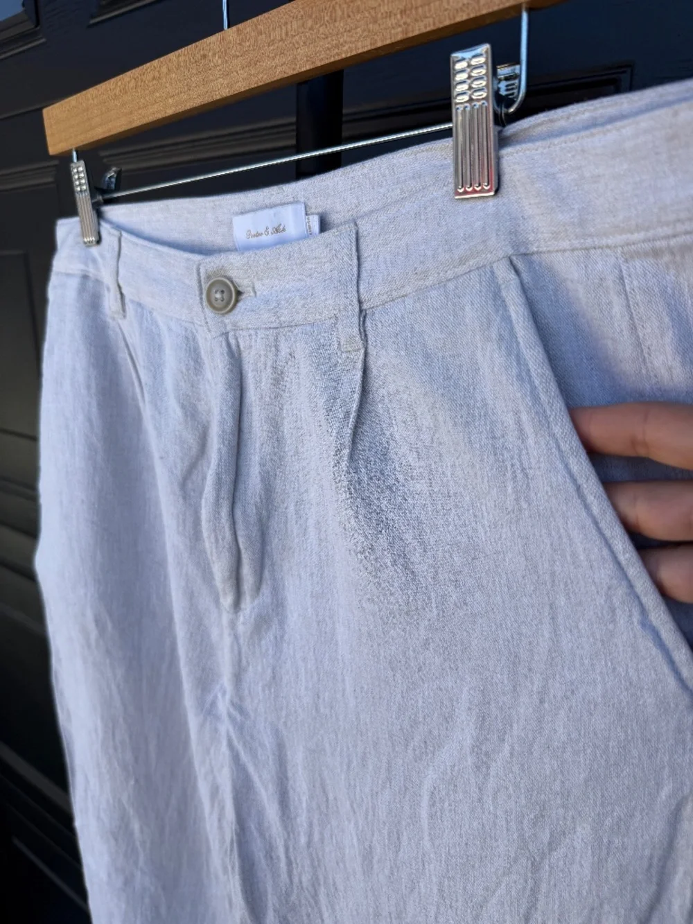 Used! Men's Porter & Ash Linen Blend Pants Size 34 Oatmeal Beige Casual Trousers